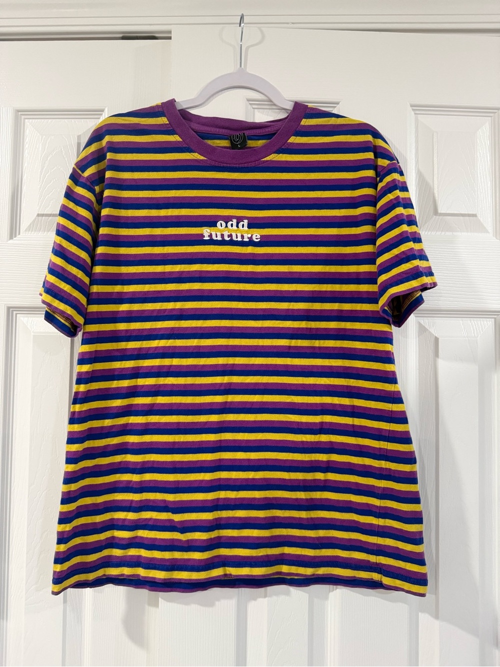 Odd Future Purple, Yellow & Blue Striped Crew Tee